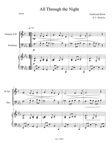 All Through the Night (Trumpet and Trombone Duet with Piano Accompaniment) (arr. B. C. Dockery)