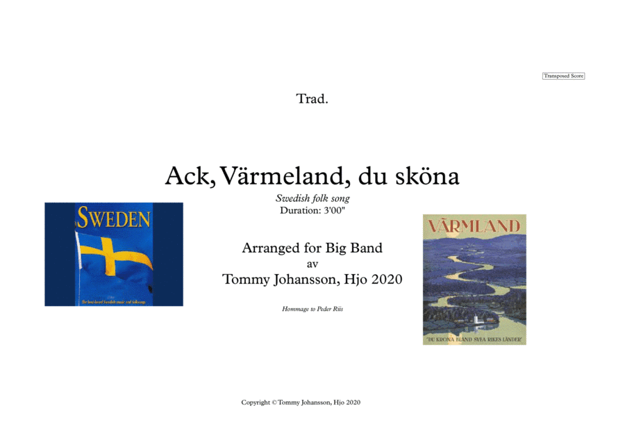 Ack Värmeland Du Sköna (arr. Tommy Johansson, Hjo)