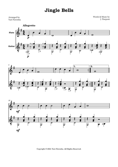 Jingle Bells - For Flute and Acoustic Guitar (Easy) (arr. Yuri Noronha)