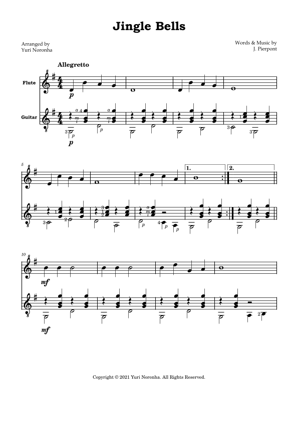 Jingle Bells - For Flute and Acoustic Guitar (Easy) (arr. Yuri Noronha)