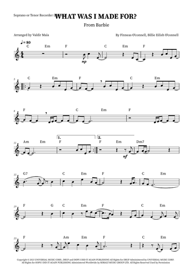 What Was I Made For? (arr. Valdir Maia)