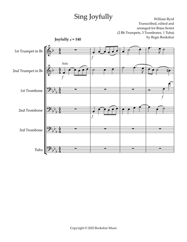 Sing Joyfully (Eb) (Brass Sextet) (2 Trp, 3 Trb, 1 Tuba) (arr. Regis Bookshar)
