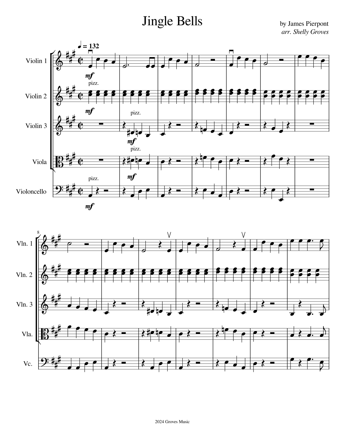 Jingle Bells (String Quartet) (arr. Shelly Groves)