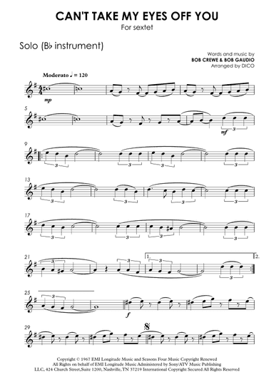 Can't Take My Eyes Off Of You (arr. Dico)