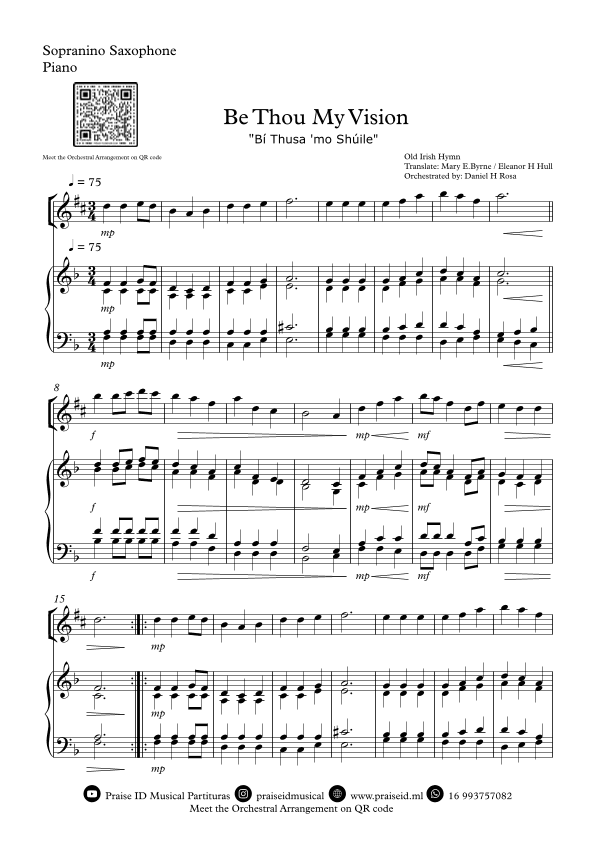Be Thou My Vision - "Bí Thusa 'mo Shúile" - Easy Sopranino Saxophone and Piano (arr. Daniel H Rosa)