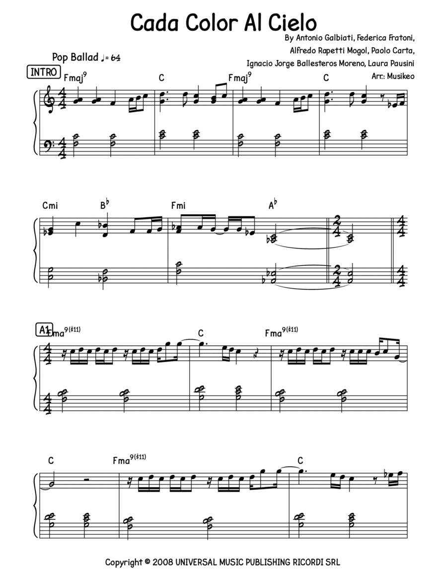 Cada Color Al Cielo (arr. Musikeo)