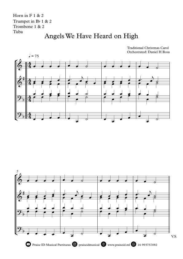Angels We Have Heard on High - Gloria in Excelsi Deo - Christmas Carol - Brass Quartet (arr. Daniel H Rosa)