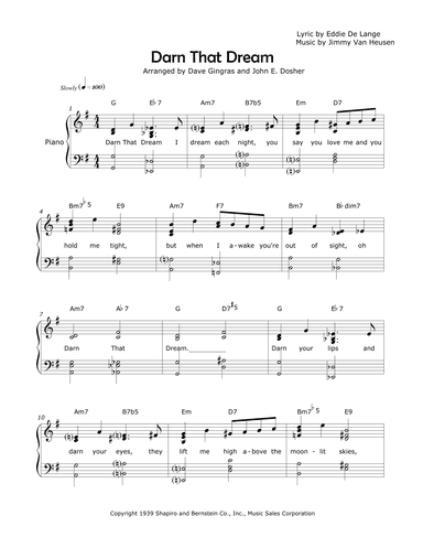 Darn That Dream (arr. Dave Gingras and John E. Dosher)