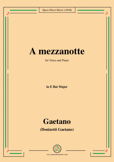Donizetti-A mezzanotte,in E flat Major,for Voice and Piano (arr. MSM)