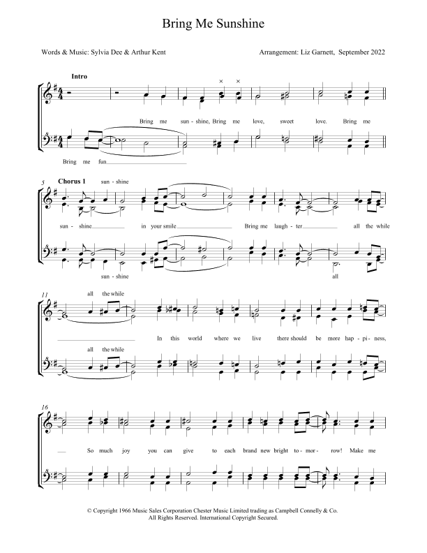 Bring Me Sunshine (arr. Liz Garnett)