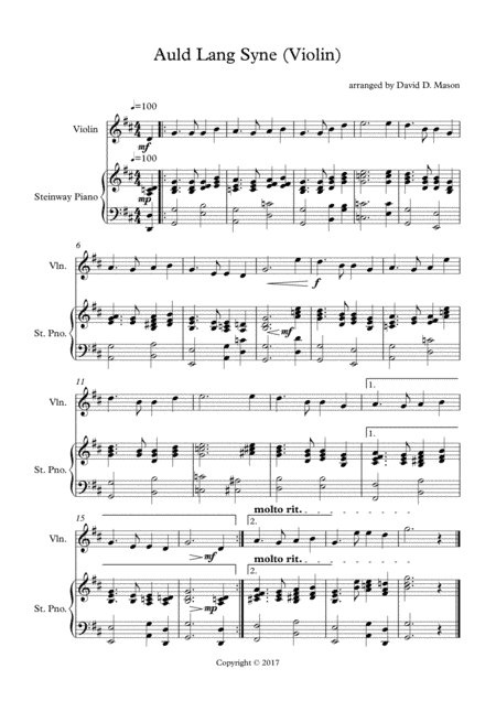 Auld Lang Syne (arr. David D. Mason)