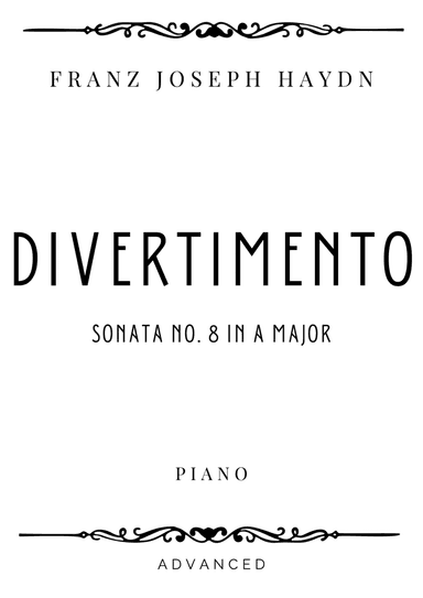 Haydn - Divertimento (Sonata no. 8) in A Major - Advanced (arr. Piacere Music Sheets)