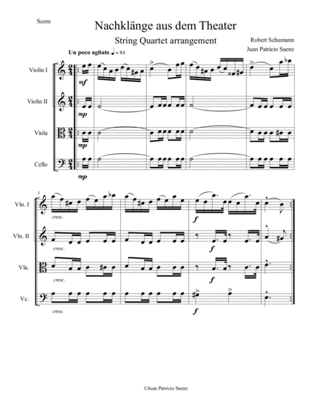 Schumann, R: Album for the Young - Echoes from the theatre - Intermediate String Quartet Arrangement (arr. Juan Patricio Saenz)