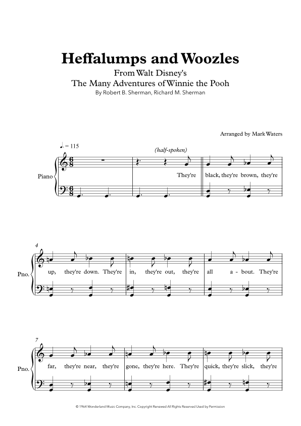 Heffalumps And Woozles (arr. Mark Waters)