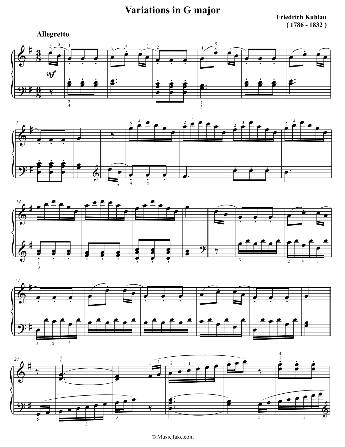 Kuhlau Variations in G Major (arr. Ben Choupak)