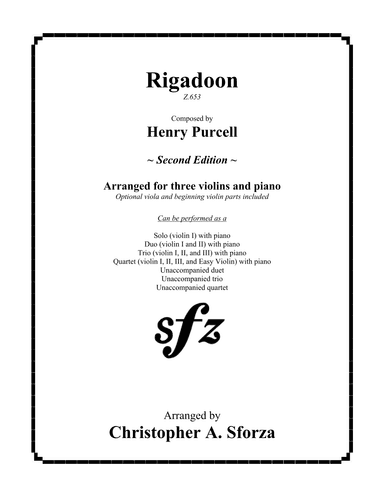 Rigadoon, for three violins and piano (arr. Christopher A. Sforza)