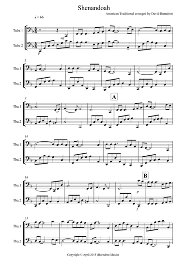 Shenandoah for Tuba Duet (arr. David Burndrett)