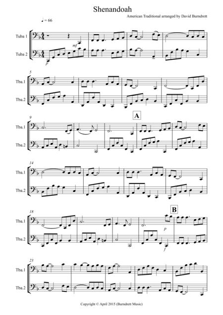 Shenandoah for Tuba Duet (arr. David Burndrett)
