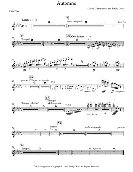 Automne for Wind Orchestra (Parts) (arr. Emily Gray)