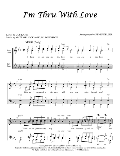 I'm Thru With Love (arr. Kevin Keller)