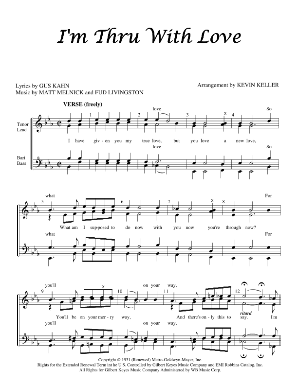 I'm Thru With Love (arr. Kevin Keller)