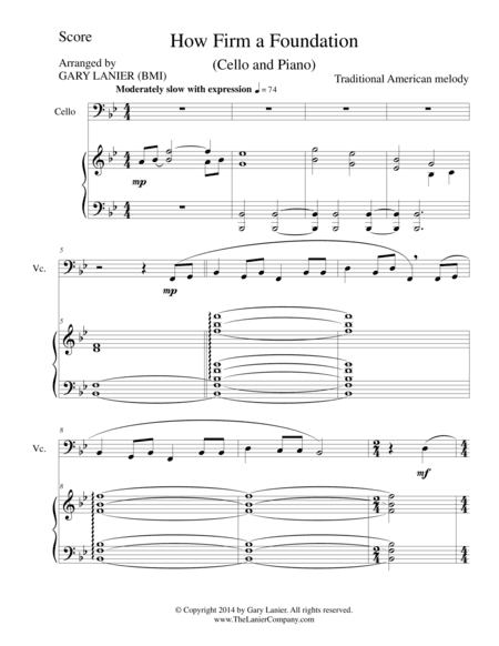 HOW FIRM A FOUNDATION (Cello/Piano and Cello Part) (arr. Gary Lanier)
