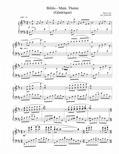 Bilitis (theme From) (arr. Piano Palt)