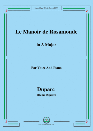 Duparc-Le Manoir de Rosamonde in A Major,for Violin and Piano (arr. MSM)