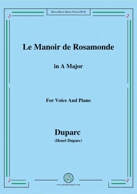 Duparc-Le Manoir de Rosamonde in A Major,for Violin and Piano (arr. MSM)