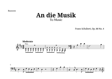 An die Musik (To Music) by for Bassoon (arr. Langanho)
