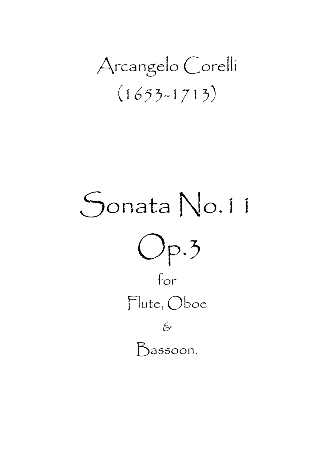 Sonata No.11 Op.3 (arr. Spence Bundy)