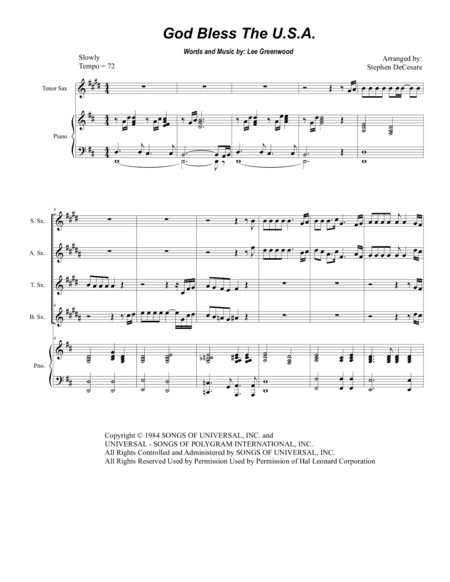 God Bless The U.S.A. (arr. Stephen DeCesare)