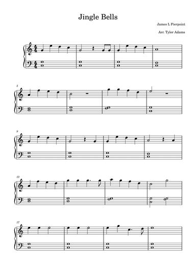 Jingle Bells (Easy Piano) (arr. Tyler Adams)