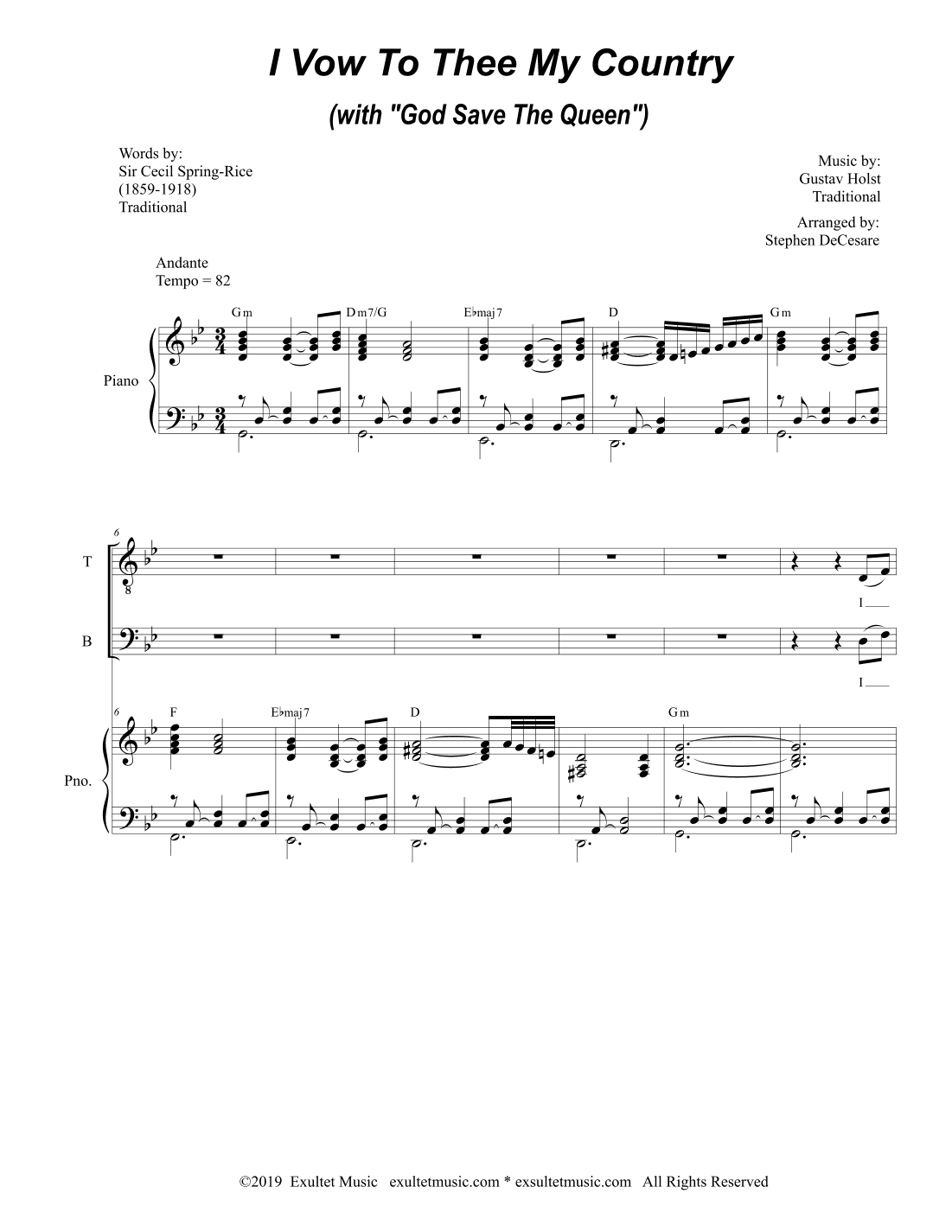 I Vow To Thee My Country (with "God Save The Queen") (for SATB) (arr. Stephen DeCesare)
