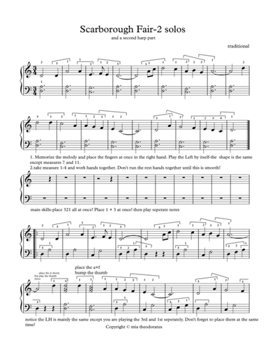 Scarborough Fair Arranged for lever harp solo and duet (arr. Mia Theodoratus)