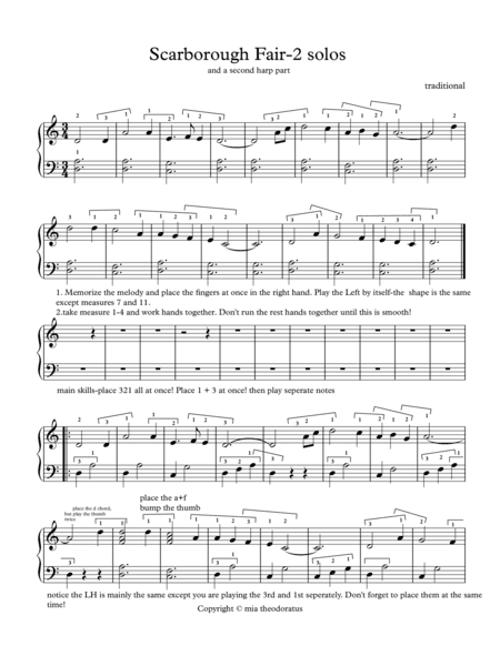Scarborough Fair Arranged for lever harp solo and duet (arr. Mia Theodoratus)