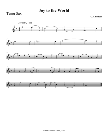 Joy to the World: B flat saxes (arr. Meri Dolevski)