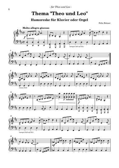 Thema Theo und Leo (Humoreske) für Klavier oder Orgel