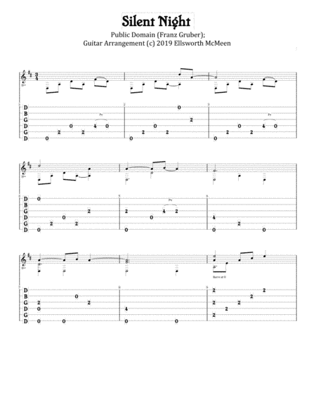 Silent Night (For Fingerstyle Guitar Tuned Open G - DGDGBD) (arr. Ellsworth McMeen)