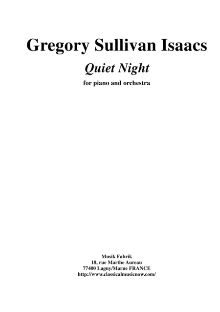 Gregory Sullivan Isaacs: Quiet Night for piano and orchestra - score and complete parts