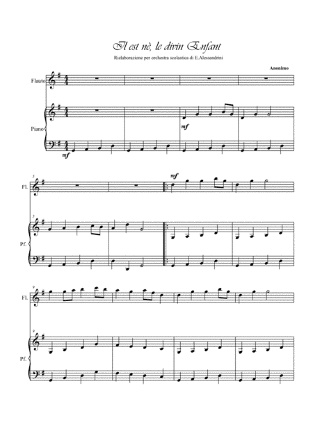 Il est nè le Divin Enfant. Flauto e piano (arr. Ester Alessandrini)