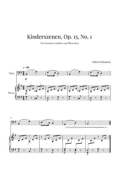 Kinderszenen, Op 15, No. 1 (for Tuba and Piano) (arr. Cadenza Editions)