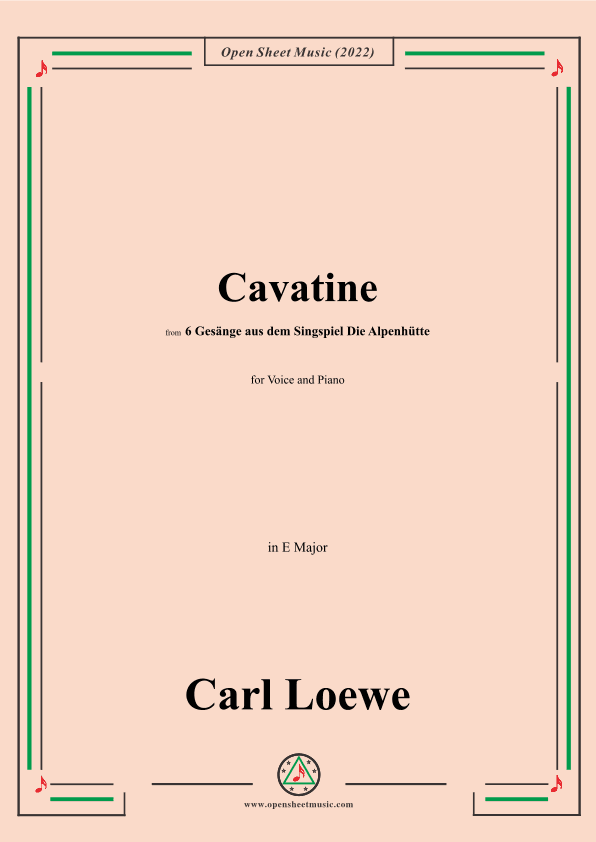 Loewe-Cavatine,in E Major,for Voice and Piano (arr. OSM Press)