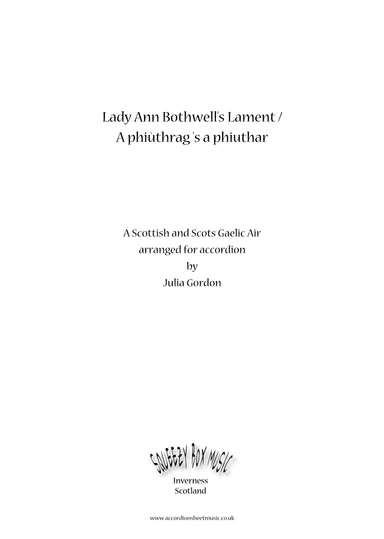 Lady Ann Bothwell's Lament / A phiùthrag 's a phiuthar (arr. Julia Gordon)