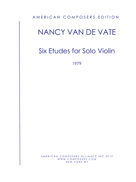 [Van de Vate] Six Etudes for Solo Violin