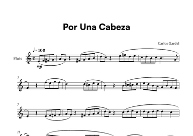 Carlos Gardel - Por Una Cabeza for Flute Solo (arr. Cadenza Editions)