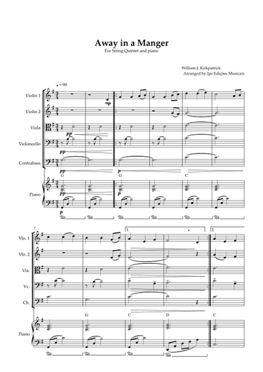 Away in a Manger for String Quintet and Piano (arr. JPS Edições Musicais)