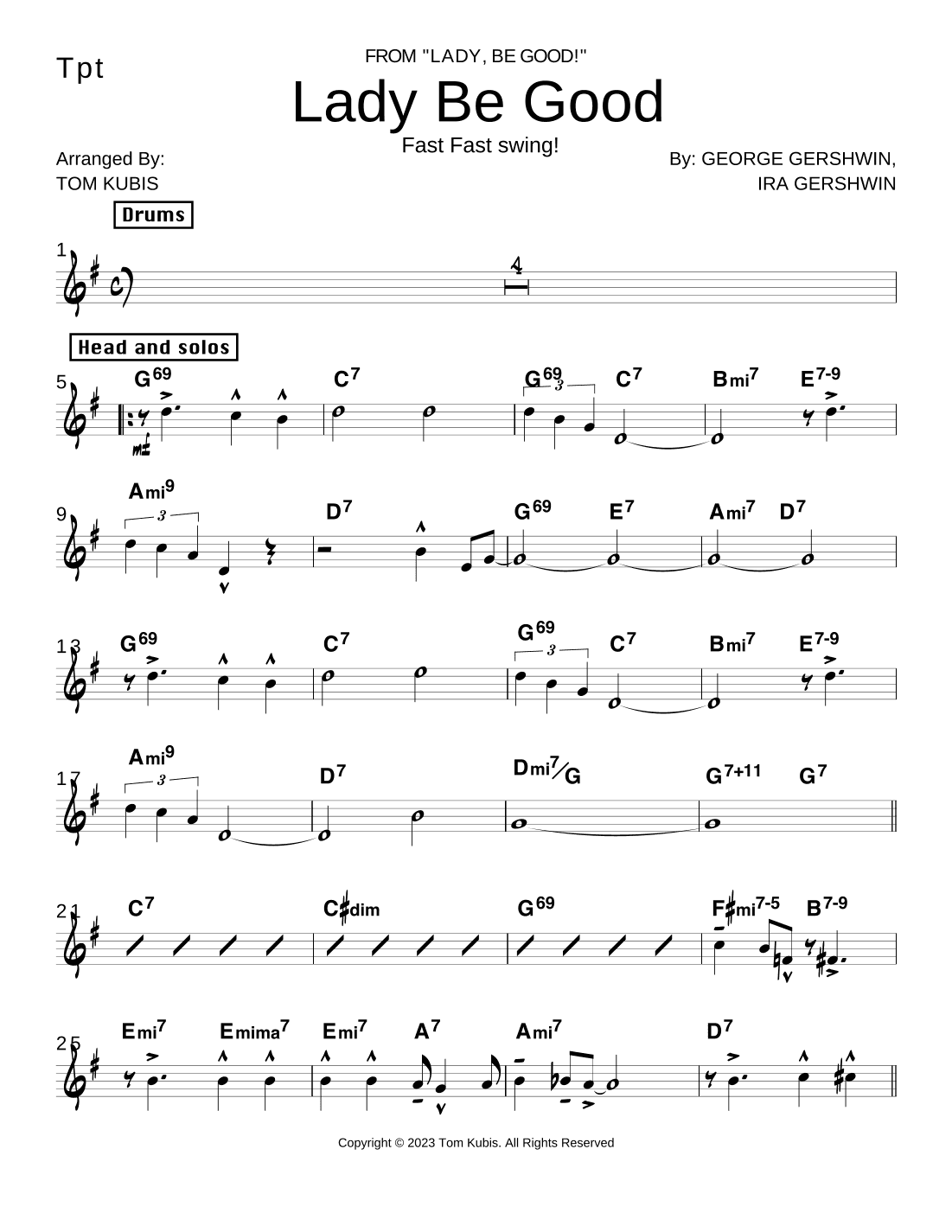 The Last Time I Saw Paris (arr. Tom Kubis)