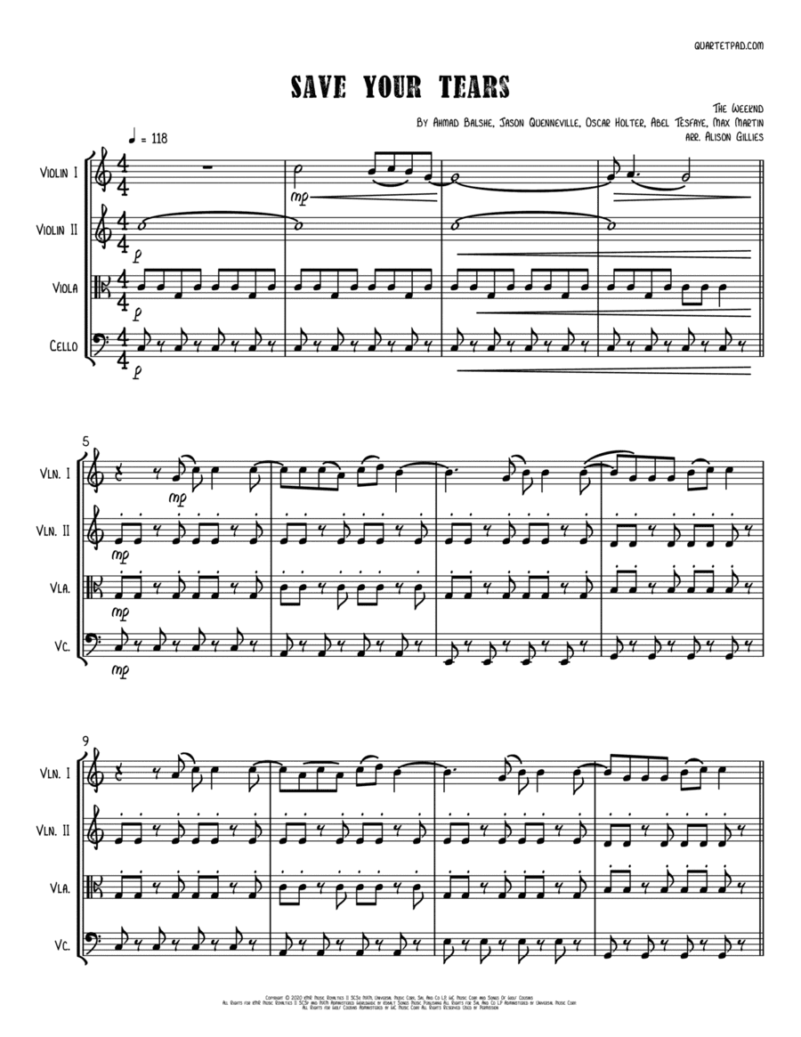 Save Your Tears (arr. Alison Gillies)