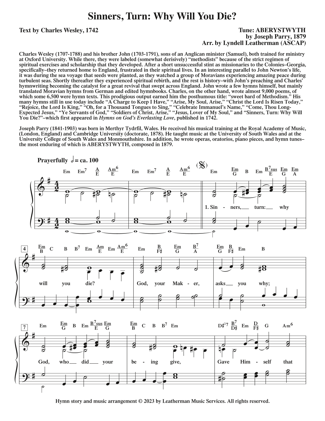 Sinners, Turn: Why Will You Die? (arr. Lyndell Leatherman)